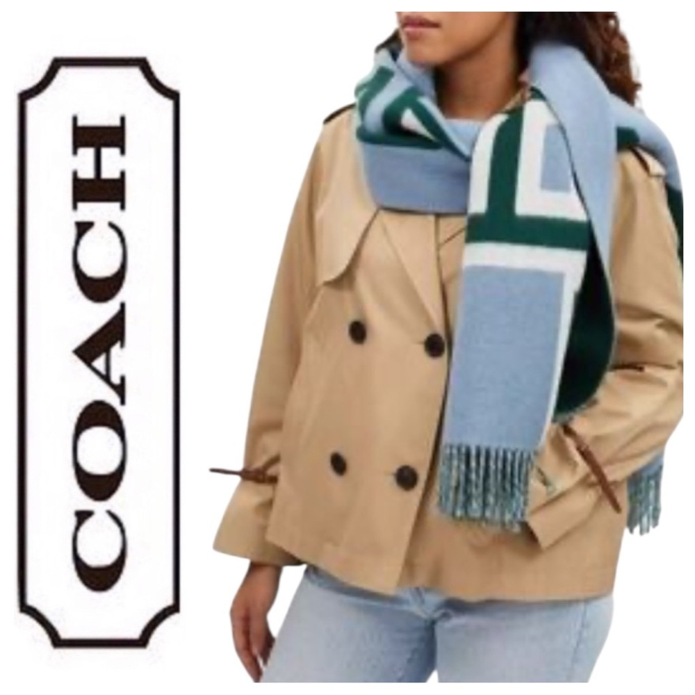 Coach Reversible Colorblock Varsity Print Oversized Muffler Wool Scarf NWT $228 - Picture 12 of 12